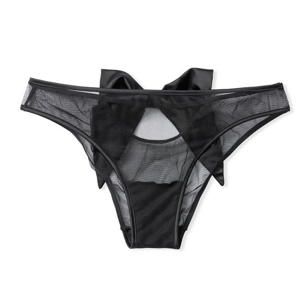 Victoria's Secret Ribbon Bow Black Mesh Cheeky Panty Small - Picture 4 of 8